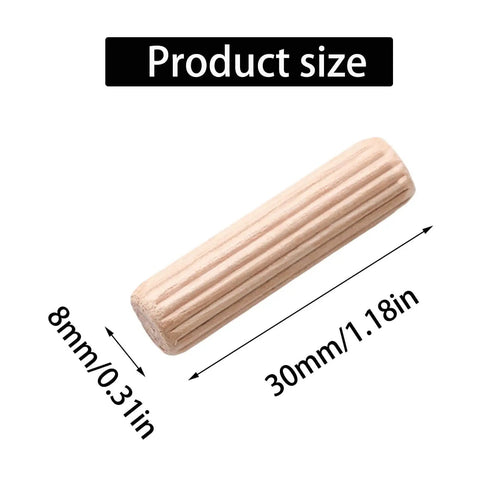 48 Pcs Wood Dowel Pins 8 Mm By 30 Mm And 0.3125 Inch By 1.18 Inch Fluted Beveled Ends Dowels For Shelf Support And Woodworking Projects