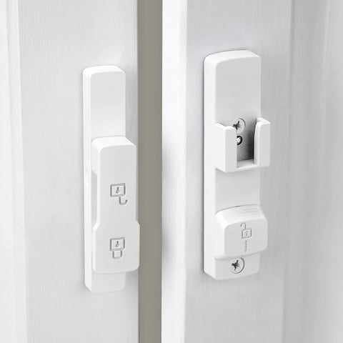 White 180 Degree Barn Door Lock With Dual Locking System And Hidden Screws Zinc Alloy Flip Gate Latch Hardware