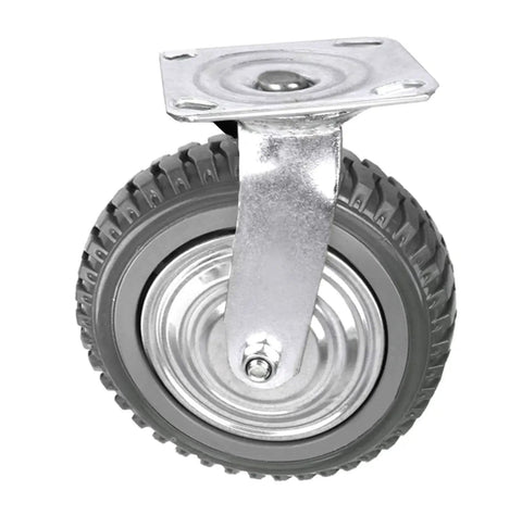 Six Inch Rubber Caster Wheels Heavy Duty Anti Skid Swivel Casters With Silent 360 Degree Rotation Ball Bearings