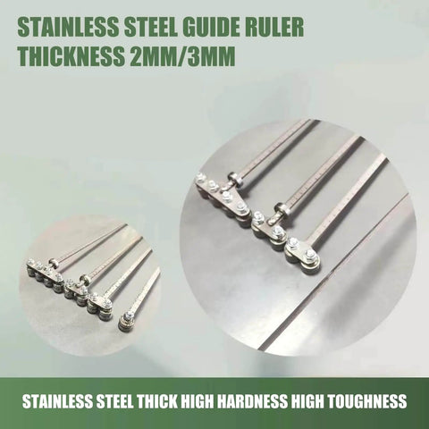 3mm Stainless Steel Positioning Jig And Cutting Guide For Precision Woodworking Metalworking And Polystyrene Projects With Accurate Measuring And Straight Cuts Built To Last And Rock Solid, showing guide ruler thickness and features.