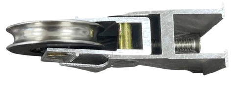 Side view of stainless steel patio door rollers for sliding glass doors two pack smooth quiet operation easy open sliding door hardware repair DR 108 SP durable aluminum build with precise fit and reliable performance for home renovation and quick fixes.
