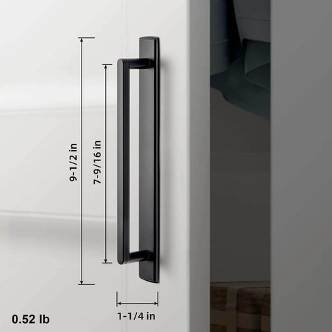 Modern Matte Black Cabinet Pull Handle With Backplate Featuring Grooved Texture And Non Slip Grip For Farmhouse And Industrial Kitchen Cabinets Goo Ki Two Pack Seven And Nine Sixteenths Inch installed on cabinet