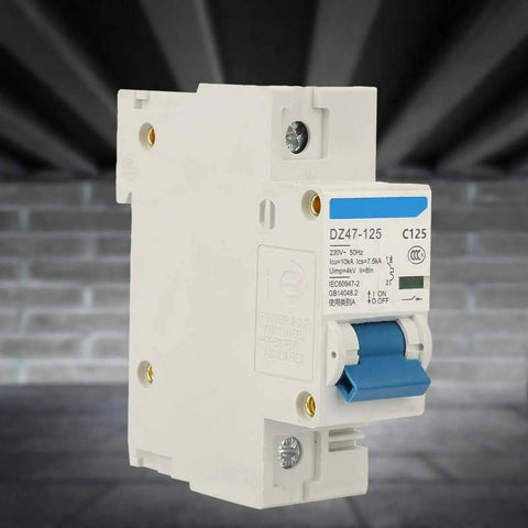 230V 80A 100A 125A Air Circuit Breaker DZ47-125 1P Miniature Circuit Breaker shown in a workshop setting
