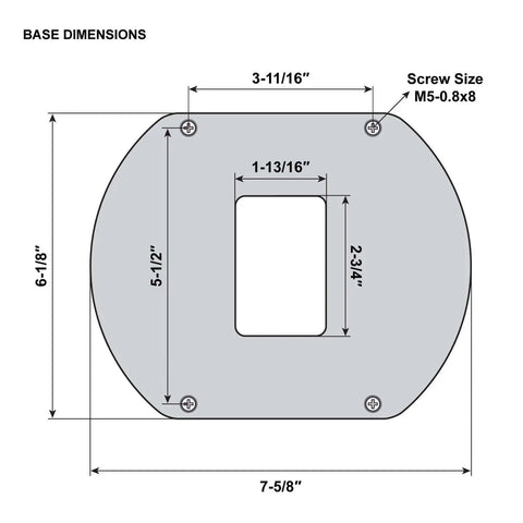 Diagram of Rock-Solid 15 Amp Variable Speed Plunge Router Kit base dimensions with screw size and measurements.