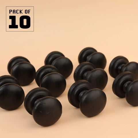 10 Pack Black Cabinet Knobs And Bun Drawer Pulls For Kitchen Cabinets And Dressers, Solid Cast Iron 3.75 Inch Cupboard Handles