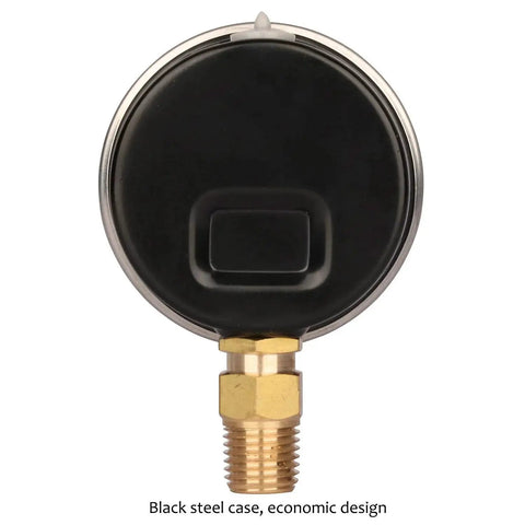 Rear view of Heavy Duty 2 Inch Dial Glycerin Filled Pressure Gauge For Gas And Liquid Not Corrosive To Brass With Black Steel Case