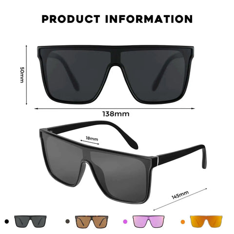 Polarized Square Sunglasses For Women And Men Oversized Flat Top Design Wide Rectangular Black Shades With Premium UV 400
