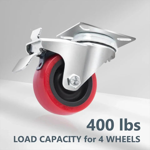 Set Of 4 2 Inch Swivel Casters With Two Brakes And Two Non Locking For Furniture Carts Dollies And Workbenches