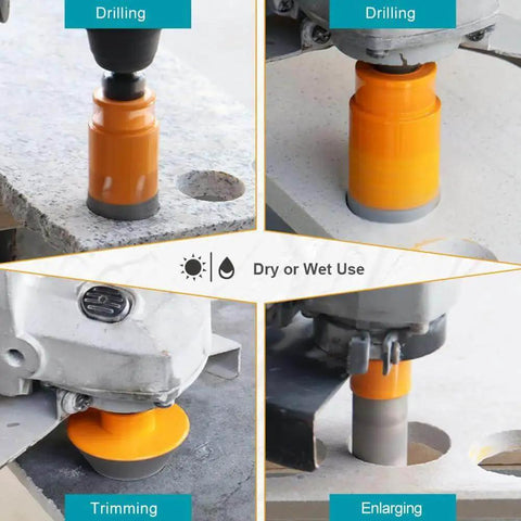 Ultimate Diamond Tile Hole Saw Kit 12 Piece Set With Diamond Core Drill Bits For Tile Porcelain Ceramic Marble In Use