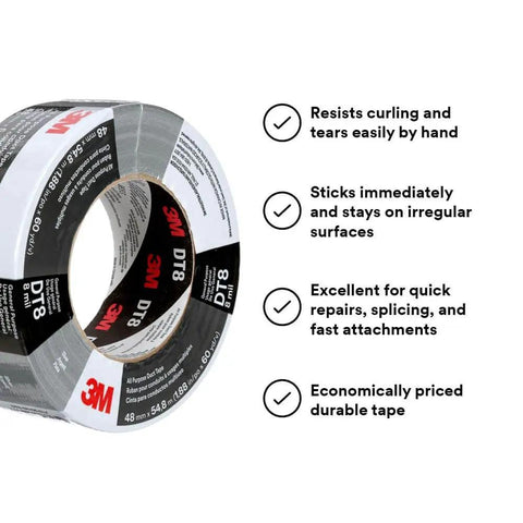 Industrial Strength Silver Duct Tape 1.88 Inch By 60 Yard Pack Of 3 with features, ideal for HVAC and moisture proofing.