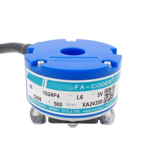 Servo Motor Encoder 5V 2500 Pulses Per Revolution TS5214N566 TS5214N8566, close-up of blue encoder housing for robotics and CNC