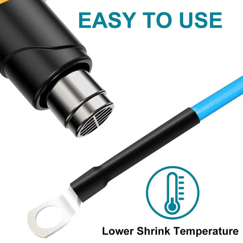 Half Inch Heat Shrink Tubing 10 Ft 3 To 1 Waterproof Adhesive Lined Dual Wall shown with heat gun application