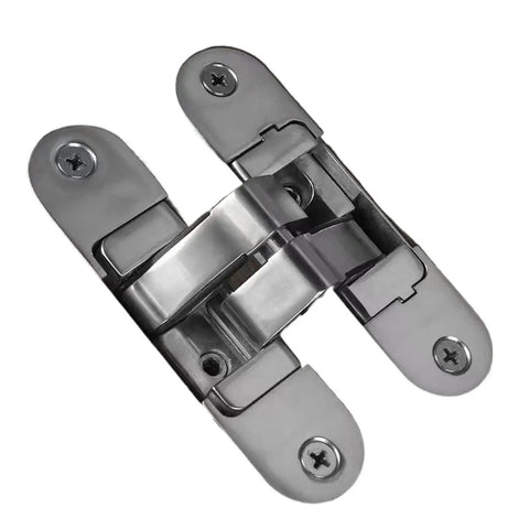 Hidden Cross Hinge for Wooden Doors with 3D Adjustable Alignment and 180 Degree Flat Folding, Invisible Door Hardware
