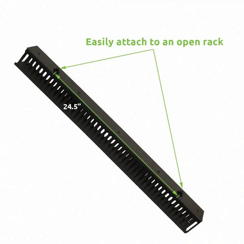 One Channel Steel Vertical Cable Manager With Plastic Tray Mount Buttons 68 Inch Duct Organizer For 19 Inch Racks top view