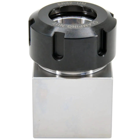 Front view of ER32 Collet Chuck Block Set Of 2 For Square Hex And Parallel Workholding On CNC Lathes with hardened tool steel.