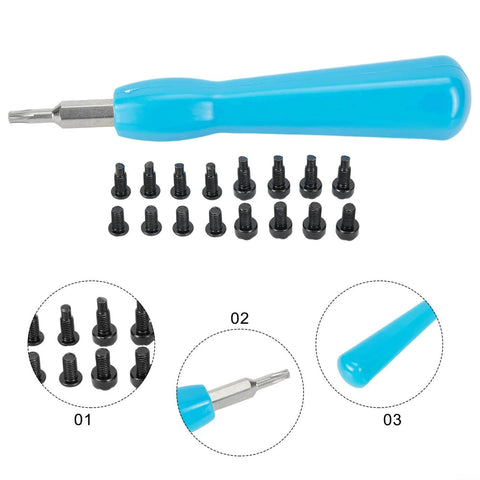 Security Screws And Screwdriver Kit For Ring Doorbell 2 And Ring Doorbell Pro, 16-Piece Set With Double End Bit in blue handle.