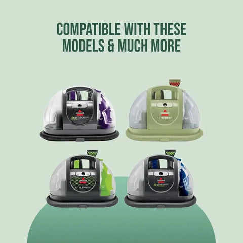 Front view: four replacement cap and straw assemblies for Bissell Little Green Machine; models 1400B/W 3369 3353 3519