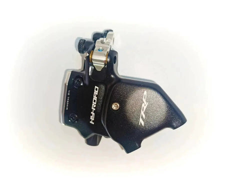 Front view of generic C711 Hy/Rd cable-actuated hydraulic disc brake caliper, black, flat-mount