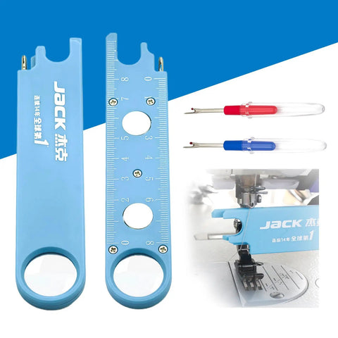 3 In 1 Quick Threading Device For Sewing Machines With Magnifying Lens And Precision Guide Includes Needle Threader Built In Magnet And Scale Ruler Plus 2 Seam Rippers Anti Prick Hands Easy Threading In Low Light Essential Sewing Tool showcasing multiple features