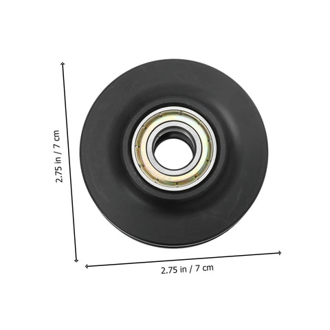 Front view of Heavy Duty Barn Door Roller Wheel Nylon Pulley for smooth sliding, easy install, durable rail wheel, 2.75 in diameter.