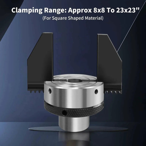 2 Inch 2 Jaw Pen Drilling Lathe Chuck With 1 Inch 8TPI Direct Thread for Woodturning, front view with square material clamp