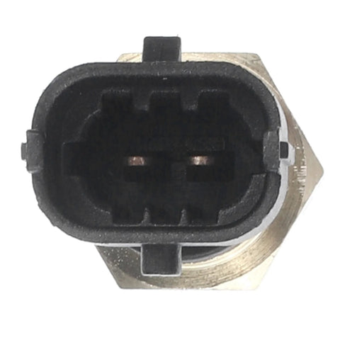 Engine coolant temperature sensor with black plastic 2-pin connector and metal threaded housing