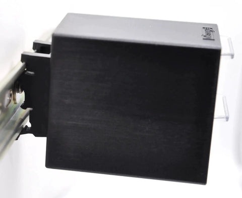 Side view of Two-Drawer Control Panel Organizer for DIN Rail Or Flat Surface With One-Click Toolless Install And Adhesive Mount.
