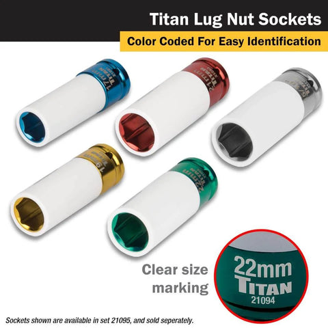 Beefy 1/2-Inch Drive 22-Millimeter Deep Lug Nut Socket, 6-Point Impact Grade, Non-Marring Core And Sleeve With Removable Outer Sleeve