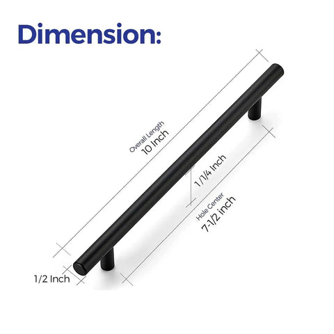 Matte Black 10 Inch Cabinet Handles Set For Kitchen Cabinets Stainless Steel Drawer Pulls dimension diagram showing size.