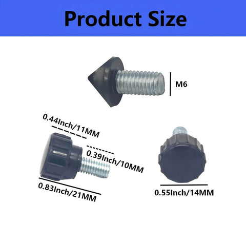 3 views of 10 Pack M5 Threaded Knurled Thumb Screws Black Round Grip Knobs For Machinery Lathe Setup Carbon Steel With ABS Core