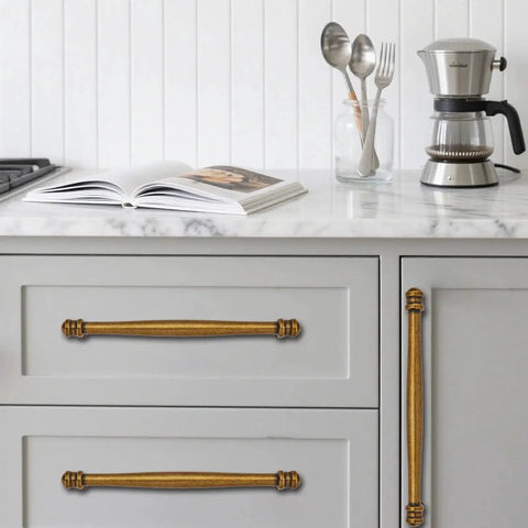 Kitchen cabinets with 10 Pack Center To Center Three And A Half Inch Antique Brass Cabinet Pulls Solid Heavy Duty Cabinet Hardware Installed