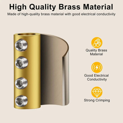 Heavy Duty 6 8 10 AWG Wire Connector Nut Kit With 80A Splicing Screws And Quick Wiring Connection Brass Terminals close-up