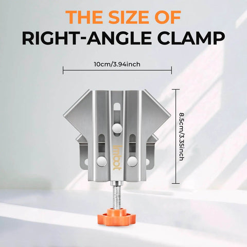 Stainless Steel Right Angle Clamp Set, Two-Piece 90 Degree Corner Clamps With Adjustable Swing Jaw, dimensions shown