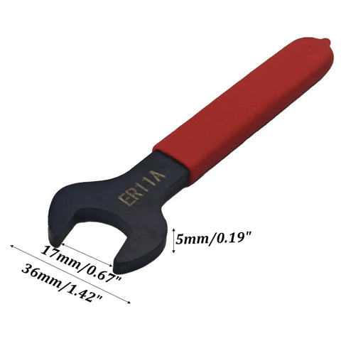 ER11A Collet Chuck Wrench 17Mm Professional Spanner with red non-slip handle for lathe clamping, durable hardened steel construction