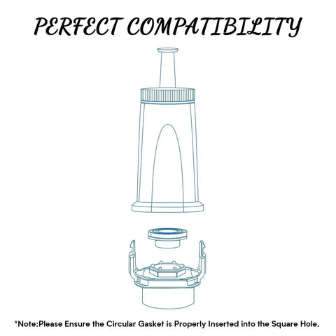 Front blueprint of replacement water filter cartridge with gasket, pack of 4 for Breville espresso machines.