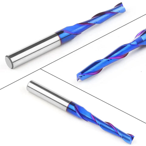 Upcut Spiral Router Bit With 1/4 Inch Shank And 3/16 Inch Cutting Diameter For Wood Mortises 1 Inch Cutting Length And 2-1/2 Inch Total Length Solid Carbide CNC Router Bit With NACo Coating For Easy 2D 3D Carving And Engraving By EANOSIC.