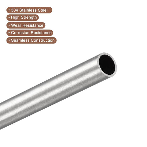 304 stainless steel capillary tube, 10mm OD x 1mm wall, 400mm length, seamless metal tubing.