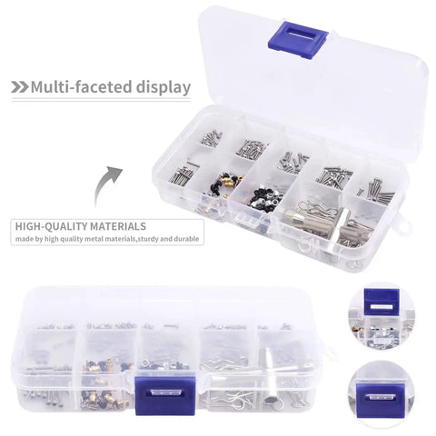RC Screw Kit 272 Pieces M1.4 Screws Hardware Fasteners Repair Tools For Axial SCX24 in clear storage box with compartments and latch