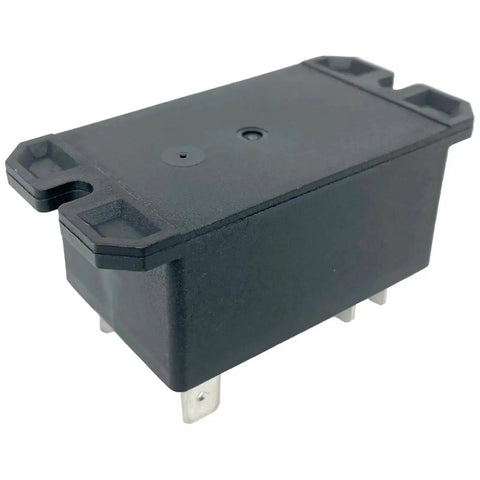 Six Pin 120VAC DPST NO Industrial Power Relay with 30A Contacts and 120V Coil Replacement, black casing, angled view.