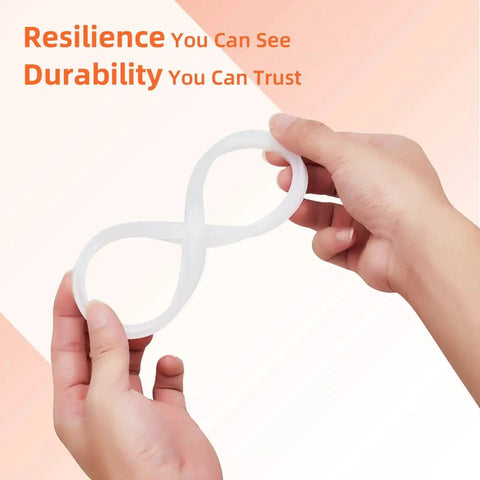 Person holding Leakproof Sausage Stuffer Gasket Seal Replacement Kit For 3, 5, And 7 Liter Vertical Or Horizontal Sausage Makers, Compatible With VEVOR, Hakka, And Weston Units, Includes 2 Pack.