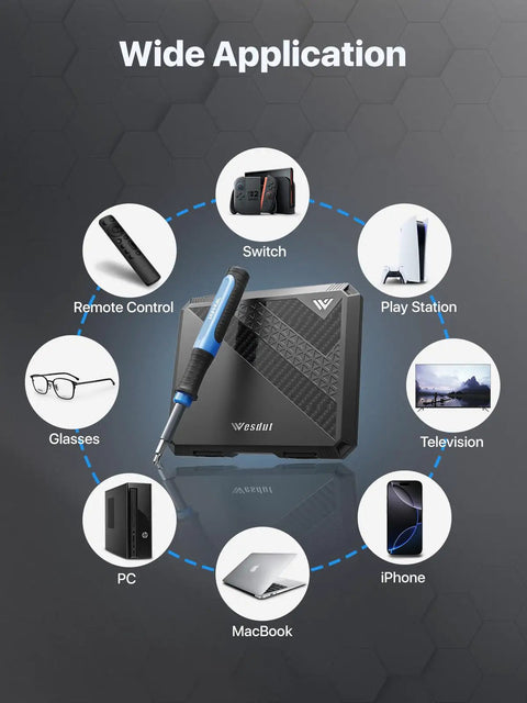 52 In 1 Precision Screwdriver Kit With Torx And Hex Bits showing wide application for Switch, glasses, PC, TV, iPhone