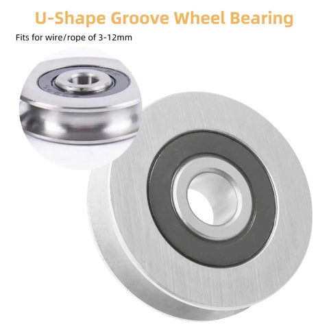 U Groove Ball Bearing Pulley For Steel Wire Rope 12mm Inner Diameter 50mm Outer Diameter 7.5mm Groove Depth Heavy Duty Cable Pulley For Industry Equipment Gym And Garage Door Opener 512kg Load Capacity Great For Home Shops And Industrial Setups With