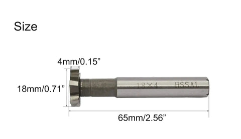 Side view of Heavy Duty T Slot End Mill Cutter for Molding Steel and Alloys NACX HSS AL High Speed Steel, 18mm dia, 4mm depth.