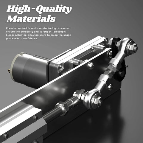 Close-up of DIY Reciprocating Linear Actuator With Adjustable Telescopic Stroke And Speed Controller 24V Motor 120 RPM