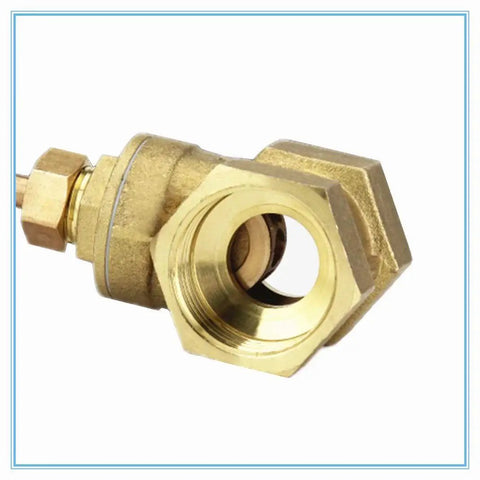 Close-up of durable copper construction ball valve with internal threads for garden ponds, water pumps, and industrial equipment.