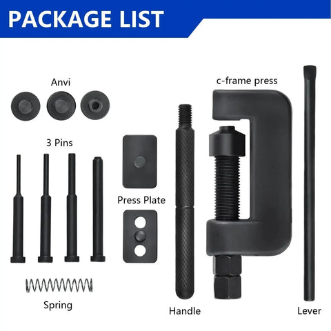 Ultimate 13 Piece Motorcycle Chain Breaker Set With Rivet Tool Kit For Motorcycles ATVs Dirt Bikes And Bicycles components displayed