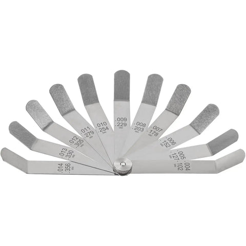 Offset Valve Tappet Gauge Set with Premium 11 Blade Feeler Gauge Kit for Measuring Valve Gap Between Tappet and Valve Stem, 0.004"-0.014"