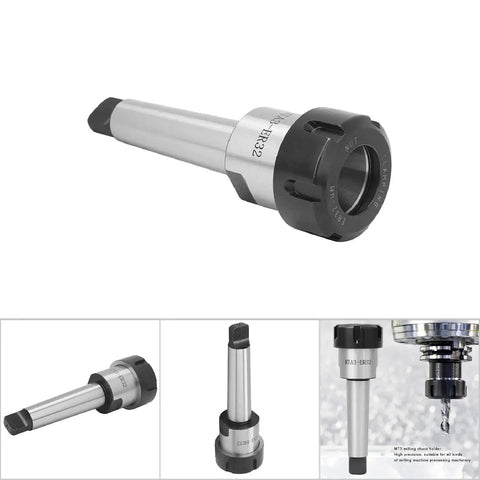 Go-To Collet Holder MT3 Morse Taper Shank For CNC Milling Lathe ER32 Compatible, shown at an angle, for precision metalworking.