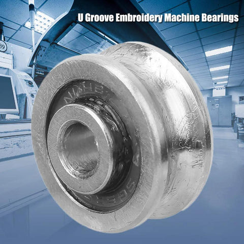 U groove SG15 track guide bearing, 5 x 17 x 8 mm, single-row metal bearing for embroidery machines.