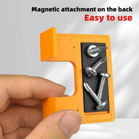 Quick-Install Cabinet Door Hinge Adjustment Tool Kit Magnetic 2mm Gap Alignment Jig Shims Spacer close-up with screws attached